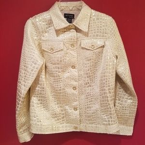 Attyre NY Gold Alligator Print Jacket - Size Small